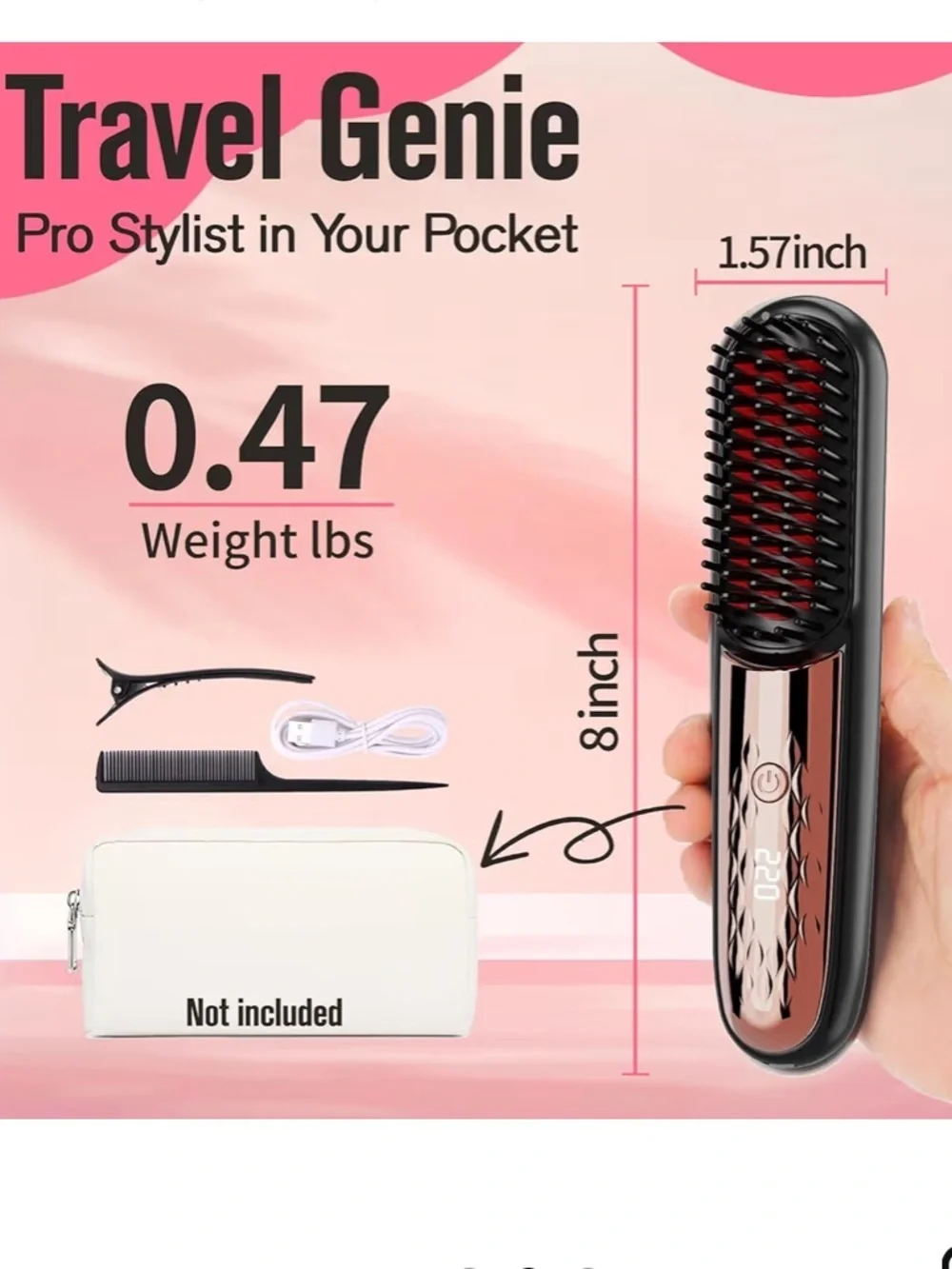 Cordless Hair Straightener Brush for Women, Instant Frizz-Free 045